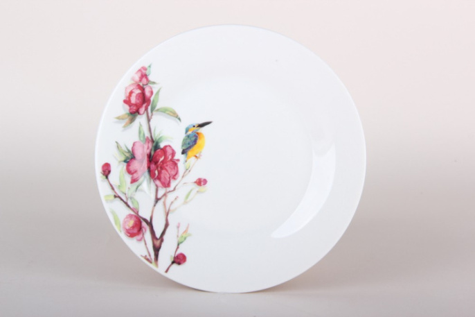 Тарелка фарфоровая мелкая 180мм Магнолия Коралл ZX2311-7FP