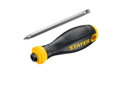 Отвертка +/- 2/6-80мм пластиковая ручка, комбинированная с магнитным наконечником, Hercules Stayer 2512