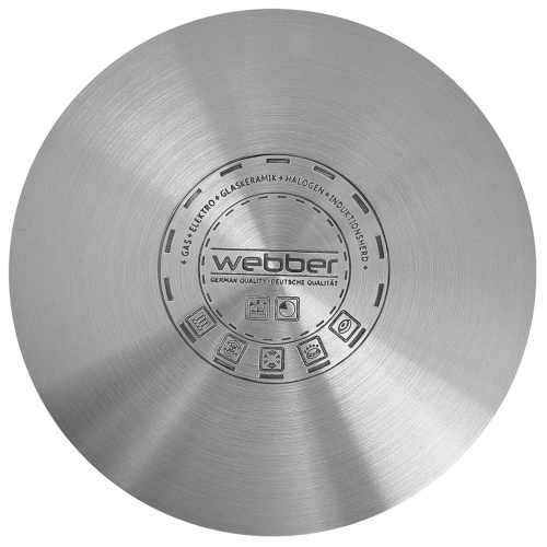 Кастрюля из нержавеющей стали 12,0л 260мм стеклянная крышка Webber BE-368/2