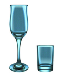 Двойка - набор стеклянный 12 предметов (6 бокалов для шампанского + 6 стопок) Ночное небо, в п/у Декостек 1612-Н7