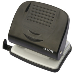 Дырокол  30 листов Devente Stripe, пластиковый, с линейкой, черный 4020343