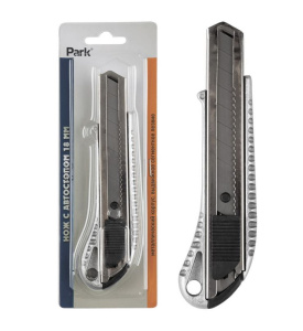 Нож металлический с выдвижным сегментированным лезвием 18мм, усиленный Park 104882