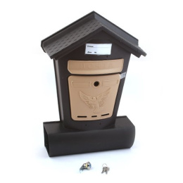 Ящик почтовый пластиковый внешний Элит с металлическим замком, черный с бежевым 30735