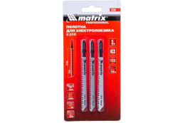 Полотна по дереву для электролобзика ( 75х3,0мм) набор 3шт. Matrix 78205