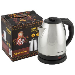 Чайник электрический 1,8л 1500Вт, MA-198, нержавеющая сталь, диск, стальной Матрена 008199