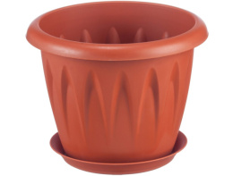 Кашпо пластиковое Алиция с поддоном 1,4л d-16см h-13см терракотовый Idea М3065