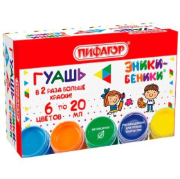 Гуашь  6 цветов Пифагор Эники-Беники New, по 20мл 192525