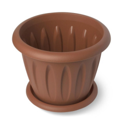 Горшок для цветов пластиковый Фелиция с поддоном  0,9л d-14см терракотовый Martika С102Т