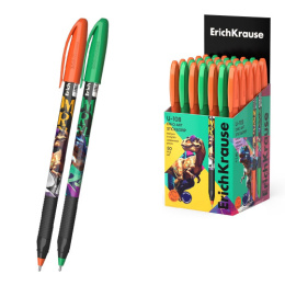 Ручка шариковая ErichKrause Ultra U-109 Stick & Grip Dino Art Ultra Glide Technology, синяя, 1мм 63109