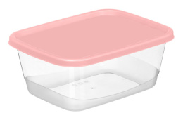 Контейнер для продуктов пластиковый  0,85л прямоугольный, розовый Homver 223152008/04