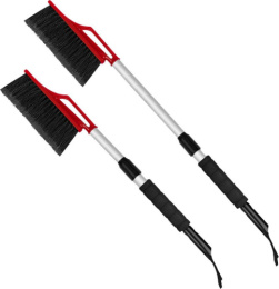 Щетка со скребком пластиковая для автомобиля Techno телескопическая, съемный скребок для льда, signal red Spin&Clean 67-87см SC8007