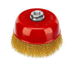 Крацовка для угловой шлифовальной машины 125мм, М14 (чашка) из латунированной витой проволоки Matrix 74606