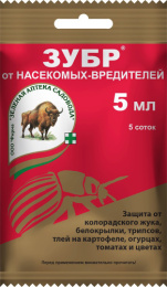 Зубр  5мл ампула для борьбы с колорадским жуком, белокрылкой, трипсами, тлями на картофеле и цветах Зеленая Аптека Садовода