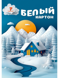 Картон белый   7 листов А4 Природа и горы-1, в папке 07-8541