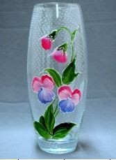 Ваза для цветов стеклянная бочонок h-26см d-12см Flora точки цветы роспись, в п/у Красота стекла 81/70