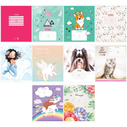 Тетрадь  12 листов крупная клетка Микс. Для девочек Т12кк_35159