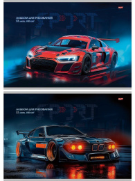 Альбом для рисования 32 листа Спортивное авто-1, на скрепке 32-7253