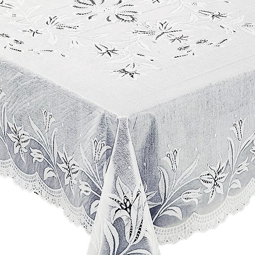Скатерть виниловая прямоугольная 150х230см, белый Embossed С629