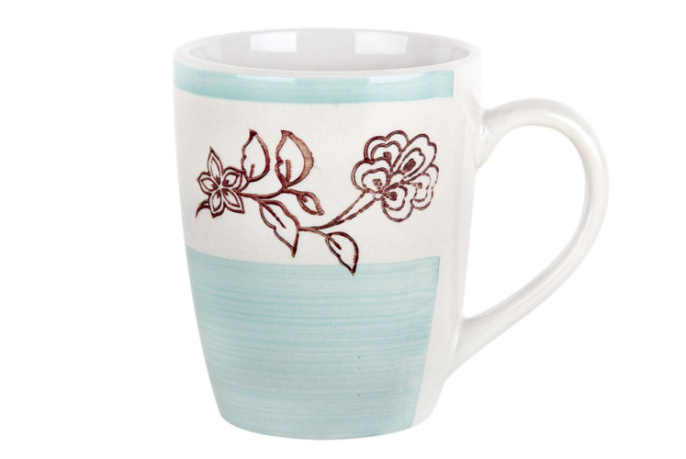 Кружка керамическая 360мл Голубой ситец 2 Коралл RX008