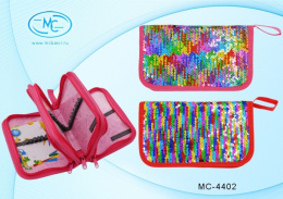 Пенал трехкамерный с реверсивными пайетками, если провести рукой меняют цвет МС-4402