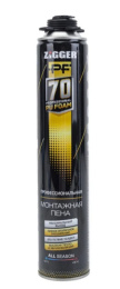 Пена пистолетная "ZIGGER PF", 70л проф., всесезонная 890 мл, 1020г 01-03-70
