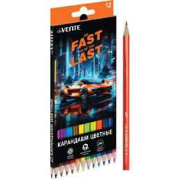 Карандаши цветные 12 цветов Devente Fast or Last 2М, шестигранные 5022537