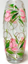 Ваза для цветов стеклянная бочонок h-26см Flora Диана, прозрачный/художка, в п/у Декор-Стиль Н 43966