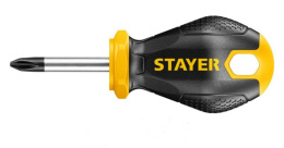 Отвертка + 1х 38мм обрезиненная (двухкомпонентная) ручка, с магнитным наконечником, Hercules Stayer 2510-38-1