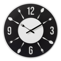 Часы настенные круглые d-35см Вилка-Ложка, белый с черным Рубин 3522-002