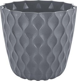 Горшок для цветов пластиковый Wave с поддоном  0,65л d-11,5см h-10,4см вулканический серый InGreen IG650010026