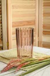 Ваза для цветов стеклянная h-19см Магия Пудровая, в инд/у Декостек 2395-Н5