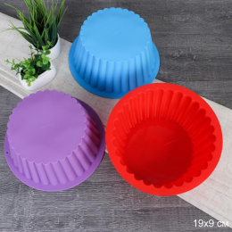 Форма для выпечки силиконовая круглая d-19см h-9см Кекс HL-008, в ассортименте 725994