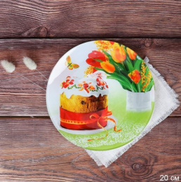 Блюдо стеклянное круглое 200мм Grey Пасха White Lily S3008 CC024/698675/744493