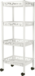 Этажерка четырехсекционная пластиковая Prima прямоугольная малая на колесах 37х29х93,5см белое облако Keeplex Light KL282712048