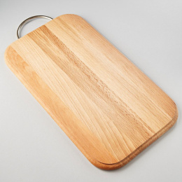Доска разделочная деревянная бук 350х210х15мм с металлической ручкой, Классика с металлом Ом-35