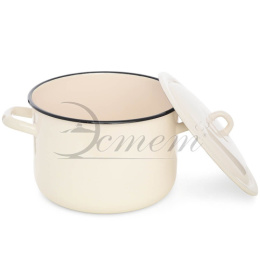 Кастрюля эмалированная  4,3л цилиндрическая с металл. крышкой без декора Жемчужная Эстет ЭТ-72964