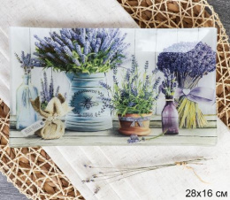 Блюдо стеклянное прямоугольное 280х160мм Grey Лаванда White Lily S322816 BB039/731744