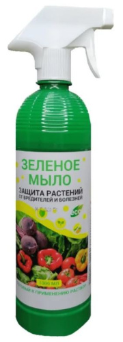 Зеленое мыло 1л готовое для защиты от насекомых вредителей и болезней растений
