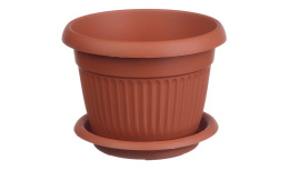 Кашпо пластиковое Ливия с поддоном 16,0л d-36см h-28см терракотовый Idea М3026