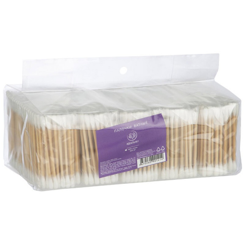 Ватные палочки бамбуковые 1000шт., в пакете Идеальная 109022