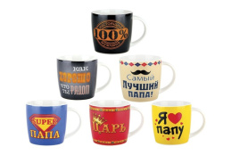 Кружка фарфоровая 350мл Для папы, 6 дизайнов в ассортименте Коралл DM6
