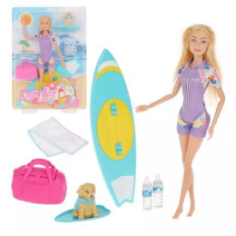 Кукла 29 см Пляжный отдых, с аксессуарами 5 предметов, на блистере Defa Lucy 8471 violet