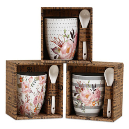 Кружка фарфоровая 340мл с ложкой Вдохновение, в ассортименте, в п/у КерамСтрой R03H/3047