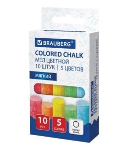Мелки цветные  5 цветов 10шт. Brauberg, мягкий 272767