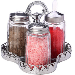 Набор для специй стекло + нержавеющая сталь 4 предмета на подставке, в п/у Mayer & Boch 40480