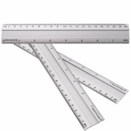 Линейка металлическая  20см, 2 шкалы, в чехле 3746