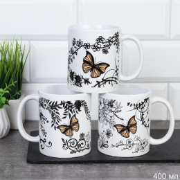 Кружка керамическая 400мл Бабочки, в ассортименте JPG-756/737756