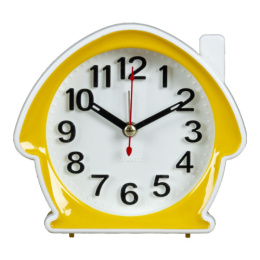 Будильник механический кварцевый 12 х 11см Классика, желтый с белым Рубин В6-003