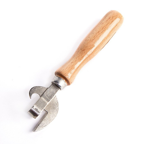 Нож консервный металлический деревянная лакированная ручка Мирхозторг 1520