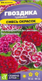 Гвоздика турецкая (бородатая) Смесь окрасок 0,1г цветной пакет Семена Алтая
